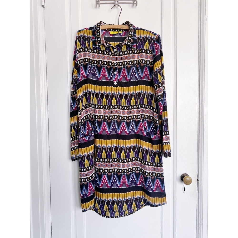 Roller Rabbit • ikat print popover shirtdress tunic mini tribal colorful cotton